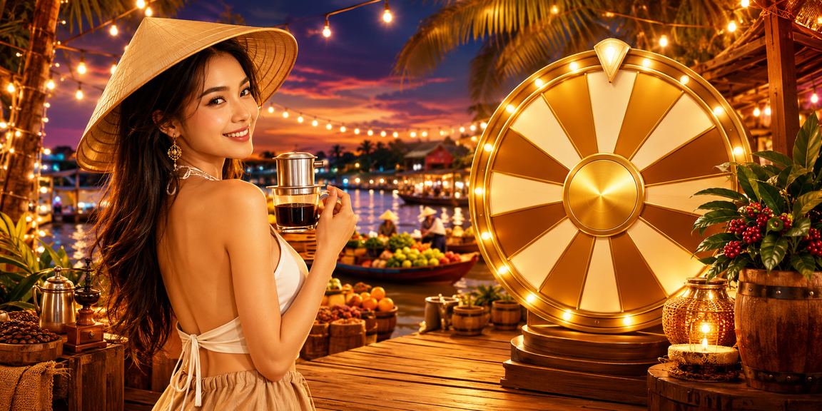 Không khí sôi động tại quán cà phê vùng đồng bằng sông Cửu Long khi người dùng theo dõi kết quả và nạp tiền qua ví điện tử